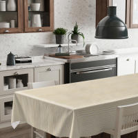 Mantel HuleHule Tex Estampado Impermeable Resistente a Manchas PVC Estampado de Rayas Ocres sobre fondo Beige - Sunna Yellow - details 0