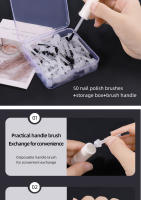 Caja De 50 Piezas De Cepillos Para Uñas Con Cabezas De Acrílico Desechables Para Pintura De Uñas Y Set De Manicura - details 3