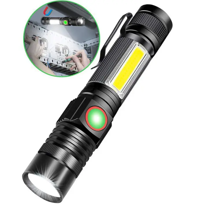 Nueva mini linterna portátil con carga USB trasera con imán, linterna LED multifunción de luz fuerte - 1