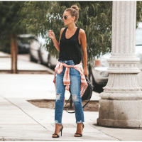 Jeans Rectos Para Mujer Moda Alta Cintura Washed Skinny Ropa Trasera Ropa De Lady Commuter Pantalones Delgados Con Agujeros Tendencia De Moda 2025 - details 23