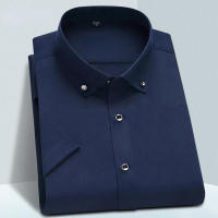 Camisa De Encaje Para Hombre De Alta Calidad No Planchable Manga Corta Nuevo Ropa Sólida Negocios Camisas Blancas Azules Marinas Negras Rojas Para Oficina Y Viajes - details 11