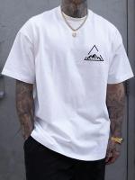Camiseta De Algodón Puro Con Estampado De Cumbres De Montaña Para Hombres Camiseta Blanca De Moda Con Cuello Redondo Manga Corta Para Verano - details 2
