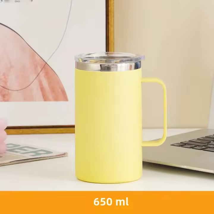 De Café De Acero Inoxidable 304 650ml Con Manija Y Tapa Botella De Agua Independiente Doble Capa in Antideslizante Ecológica - 1