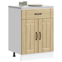 vidaXL Mueble bajo de cocina Lucca madera de ingeniería blanca en color Blanco/Gris sonoma/Gris hormigón y más | almacenamiento funcional diseño moderno para baño dormitorio sala - details 9