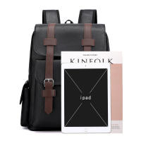 Mochila Grande Para Laptop 2023 Mochila De Hombro Suave Para Hombres Material Principal PU Cuero Negro Marrón Bolsa Escolar Para Adolescentes Y Jóvenes - details 1