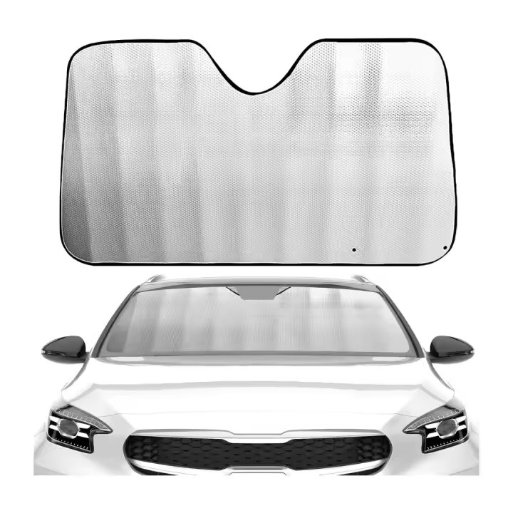 Parasol Coche Delantero, Parasol de Ventana Delantera Parasol Luna de Coche Metalizado Cortina Reflectante para Vehículo Protección Rayos UV Parabrisas - 1