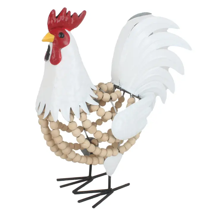 CAPRILO REGALOS & DECORACIÓN Figura Decorativa de Metal "Gallo Blanco". Adornos y Esculturas. Animales. Regalos Originales. Decoración Hogar. 29 x 15,50 x 34,50 cm. - 1