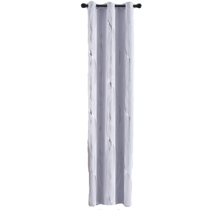 Cortinas Aislantes Térmicas Para Dormitorio Con Patrón De Ondas En Negro Y Plata Cortinas Oscurecedoras De Luz Panel Moderno De Poliéster 100% 2 Panelistas - 1