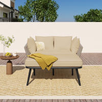 Sofá de Jardín Con 2 cojines y 2 cojines, sillona de exterior, tumbona de Jardín, Conjunto de muebles de balcón, muebles de salón, muebles de Terraza, cojines desfundables y lavables - details 1