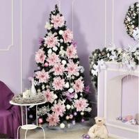 12PCS Flores De Navidad Rosa Y Plateado Decoración De Árbol De Navidad Flores Artificiales Para DIY Merry Christmas Wreath Noel Regalos Decoración De Hogar - details 0