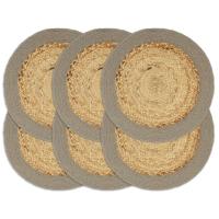 vidaXL Mantel individual redondo 6 uds yute algodón natural 38 cm en color Gris/Azul marino - details 0