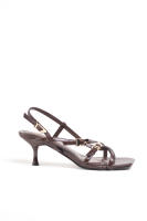 Sandalias doradas tacón fino con tiras cruzadas y hebillas de diseño moderno para mujer ideales para fiestas Paloma Wang - details 0