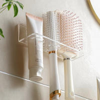 Organizador De Baño Colgante En La Pared De Acrílico Transparente Para Cepillos Y Peines Sin Necesidad De Perforar Espacioso Y Para Almacenamiento De Artículos De Higiene Personal - details 0