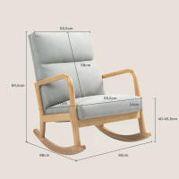 HOMCOM Mecedora Tapizada en Lino Silla Mecedora con Patas de Madera de Caucho y Reposabrazos Mecedora para Lactancia Carga 150 kg para Dormitorio Salón Gris - details 2
