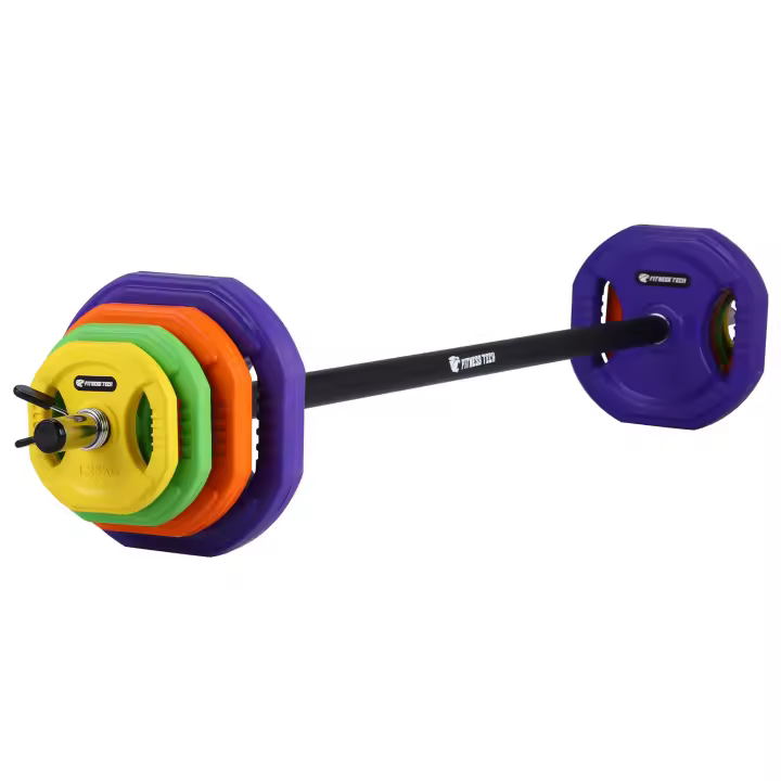 Fitness Tech Set Pesas Pump- Disco Hierro+Goma Peso libre - 1