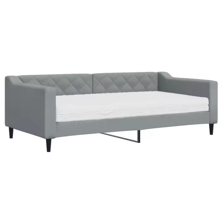 vidaXL Sofá cama con colchón tela gris claro 90x190 cm - 1