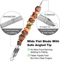 LMETJMA Brochetas De Barbacoa De Acero Inoxidable De 17 Pulgadas Con Mango Deslizante De Metal Y Solución Rápida Para Asar - details 2
