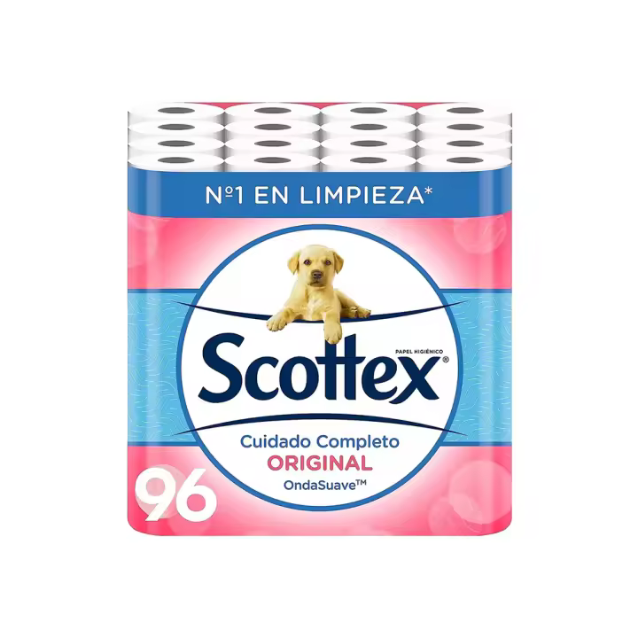 Scottex Orginal Papel Higiénico 96 rollos,12rollos*8paquete,rollos dos capas que proporcionan el equlibro adecuado en suavidad y resistencia - 1