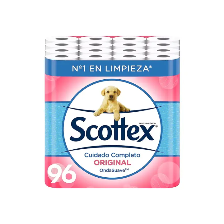 Scottex Orginal Papel Higiénico 96 rollos,12rollos*8paquete,rollos dos capas que proporcionan el equlibro adecuado en suavidad y resistencia - 1