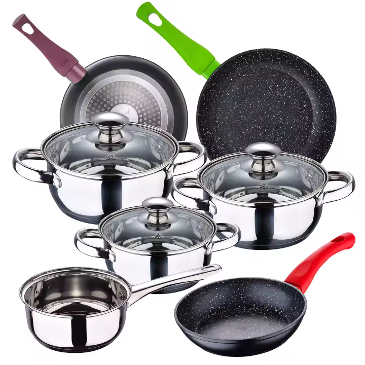 San Ignacio Batería de Cocina 7 Piezas Faro de Acero Inoxidable y Juego de Sartenes Jolie en Aluminio Forjado - 1