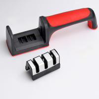 Afilador De Cuchillos Rápido 3/4 Sección Multifuncional Para El Hogar Herramienta De Cocina Con Piedra De Afilar Negra Tratamiento De Acero Inoxidable - details 5