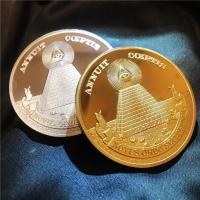 Moneda Desafío Masonic En Oro/silvero Con Pirámide Y Ojo Todo-vigilante Colección De Monedas Recuerdo Hermandad Masona Religiosa Placa De Metal Regalo - details 0