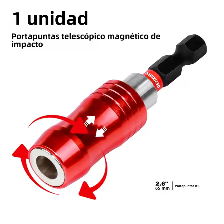 Geinxurn Soporte De Brocas De Destornillador 2.6'' Con Extensión Magnética Y Conjunto De Brocas De Destornillador Tipo Rápido Para Perforación - 1