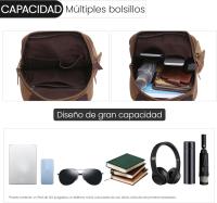 Mochila vintage de moda para hombre, bolso de hombro convertible para iPad de 12,9 pulgadas, bolso de lona informal para la escuela, viajes, trabajo, senderismo, camping, mochila de lona para hombre. - details 3