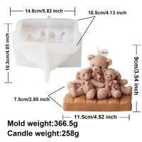 Molde De Velas De Silicona 3D Oso Teddy DIY Familiar Sentado Sobresaliente Dibujos Animados Para Hacer Sabanas Y Cera - details 2