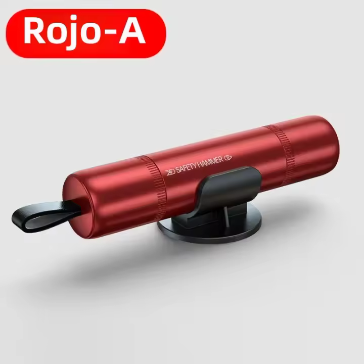 Martillo De Seguridad Para Coche 2-en-1 Con Corte De Cinturón De Seguridad Y Rompe Vidrio De Alta Dureza Acero De Tungsteno Herramienta De Rescate Emergente Con Base - 1