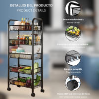 LUTODY - Carro de Almacenamiento Organizador Metálico de Varios Niveles con Ruedas, Carrito Auxiliar Compacto, Verdulero, Frutero, Multiuso para Cocina - details 1