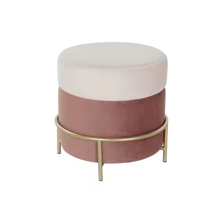Reposapiés DKD Home Decor Rosa Dorado Metal Terciopelo 48 x 48 x 47 cm - 1