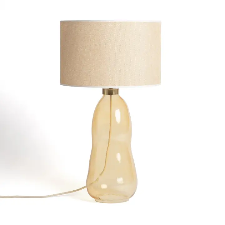 Ledkia Lámpara de Mesa Tela y Cristal Big Nally Naranja - 1