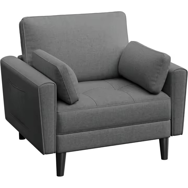 Sofá Individual Sofá Relax Sillon Lectura Tapizada de Tela para Sala de Estar Salon y Dormitorio 75 x 85.5 cm MAX Capacidad 136 KG Gris Oscuro - 1