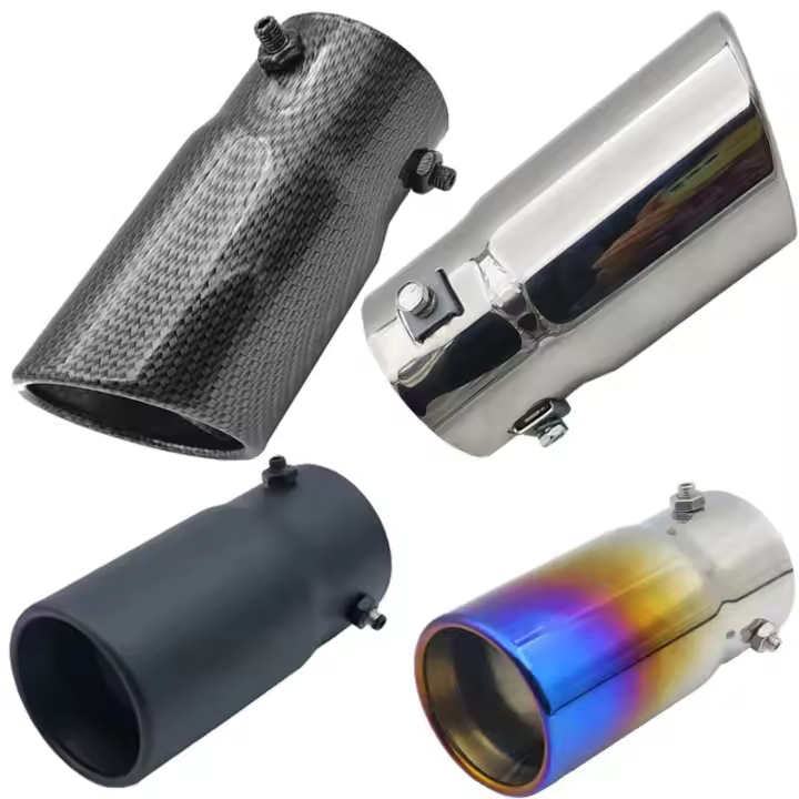 Tubo De Escape De Coche Universal 70mm Inlet 76mm Outlet Con Silenciador Y Punta De Carbono Acero Inoxidable Para Exterior Del Coche - 1