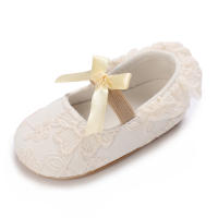 Zapatos De Princesa Para Bebé Niña En Lace Blanca Mocasines Con Lazo Y Borde Antideslizante De Goma Primera Calzado Para Caminar - details 14
