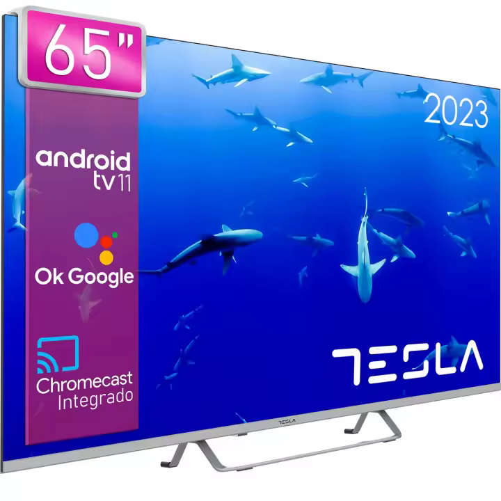 Tesla - Smart TV de 65" (165cm), Televisión Resolución UHD, Android TV 11, Hey Google Official Assistant, WiFi & Bluetooth, 2 Altavoces 12W, Chromecast Integrado, HDR10 3.840x2.160 (65E635SUS) - 2025 - 1