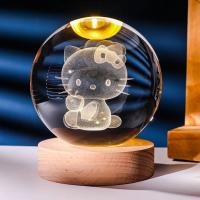 Luz Nocturna De Cristal 3D De 6cm Con Imagen De Pikachu Stitch Doraemon Hello Kitty Regalo Para Niños Grabado Por Láser - details 3