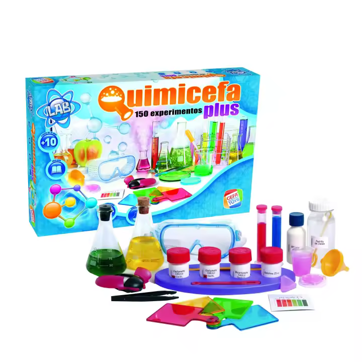 Juego de Química para Niños - Cefatoys QUIMICEFA PLUS con 150 Experimentos para Aprender a Medir el Ph, Crear un Volcán y Más - 1