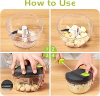 Manual procesador de alimentos vegetales Chopper, cortador de cebolla cortador Dicer Grinder, ajo Chopper Press, licuadora cortar cebollas (520ML) - details 1