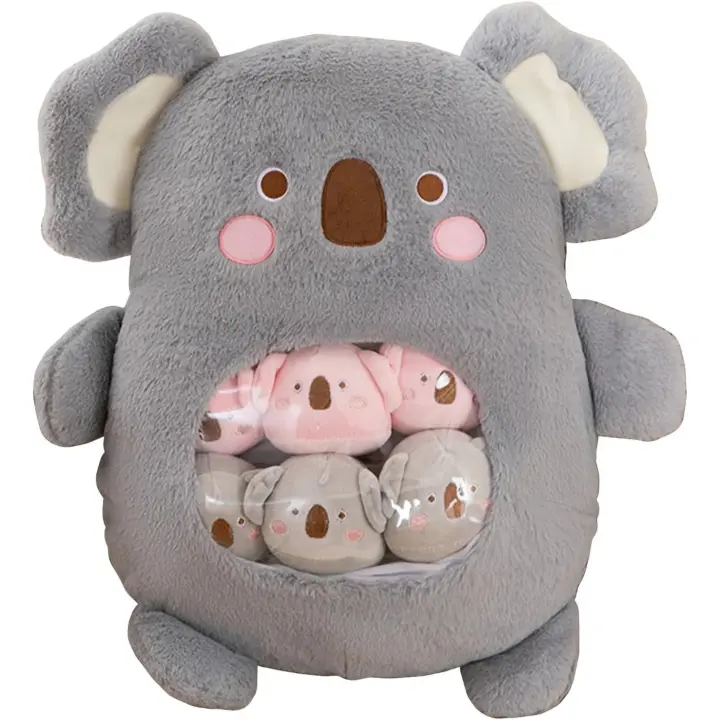 Peluche cojín de Felpa Peluche 1 Pieza 35 * 45cm Peluche + 6 Pieza Mini Peluches Peluche Suave Animales de Peluche Kawaii Peluche Gigante Dinosaurio/Koalas Peluche (Koala) - 1