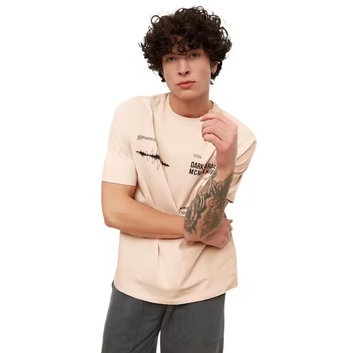 Trendyol Lilac Relaxed/Comfortable Cut Crew Neck Text Printed 100% Cotton T-Shirt Tmnss20Ts1097 - 1