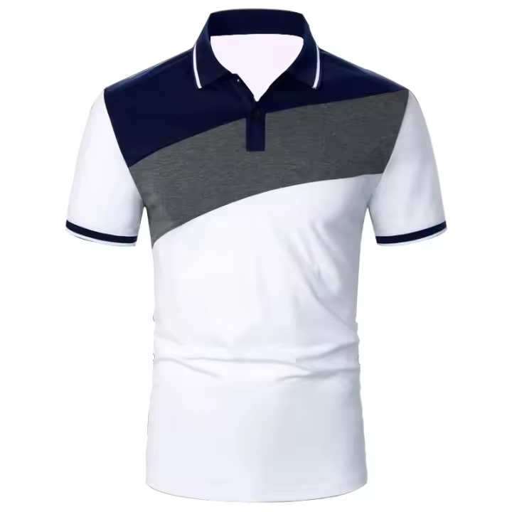 Camisa Polo Hombre Verano Manga Corta Color Contraste Ajustada Para Golf Y Deporte Estilo Casual Transpirable Polyester - 1