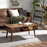 Mesa de Café con Cajón y Compartimento Abierto - 100x50x45 cm, Patas Elegantes, Ideal para Sala de Estar y Comedor, Marrón Rústico - details 3