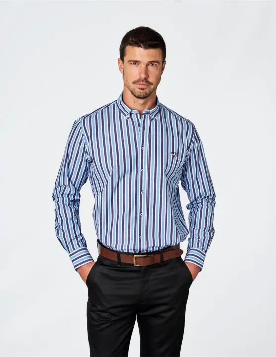 CAMISA SPAGNOLO POPELIN RAYAS AZUL SPAGNOLO - 1