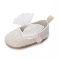 Zapatos De Princesa Para Bebé Niña En Lace Blanca Mocasines Con Lazo Y Borde Antideslizante De Goma Primera Calzado Para Caminar - details 9