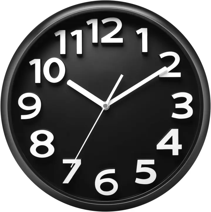 Reloj decorativo de cuarzo Silencioso sin Tictac, Gran Pantalla digital 3D, funciona con Pilas (Negro) - 1