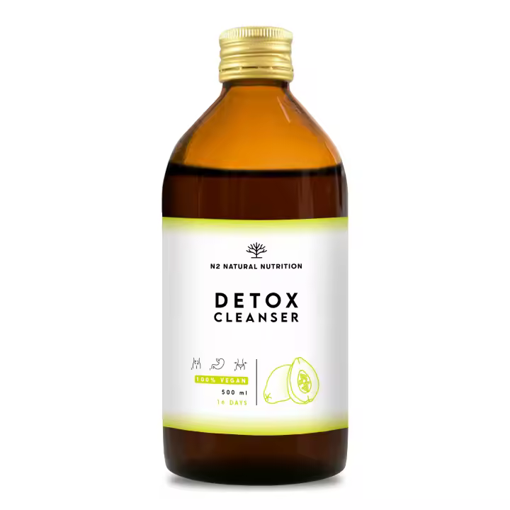 Detox. Fórmula Líquida, Apoyo hepático, Té Verde, Diente de León, Guaraná, Papaya. 10 Plantas de Rápida Absorción y Eficiencia. Activación y Equilibrio. 500ml. VEGANO. CE. N2 Natural Nutrition - 1