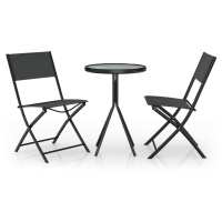 vidaXL Mesa y sillas de bistró 3 piezas acero negro - details 1