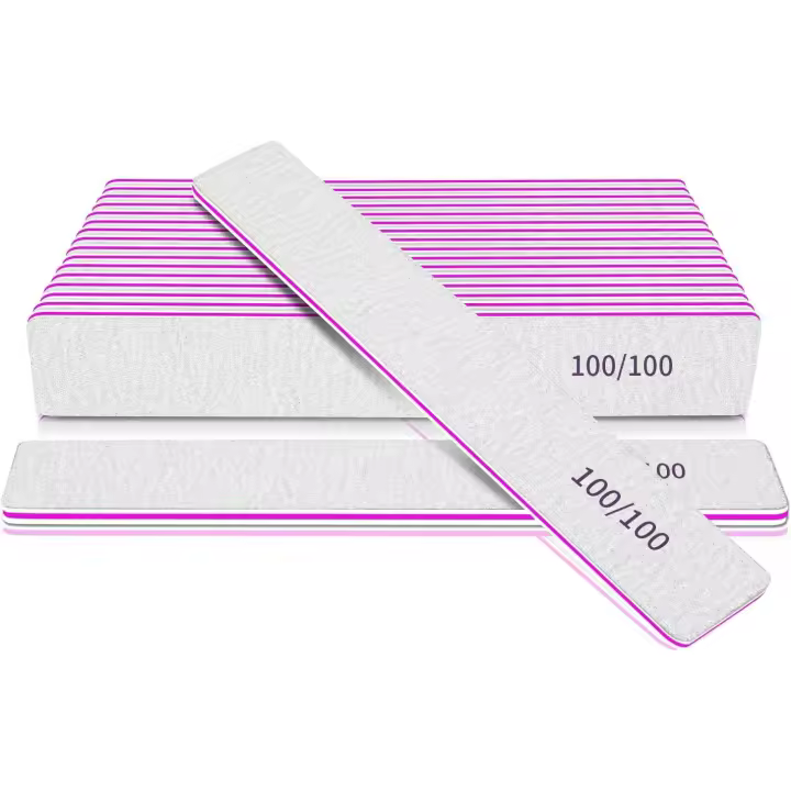 Limas de uñas resistentes de Grano 100/100 para uñas de gel, Limas profesionales resistentes para manicura y Peluqueria. - 1
